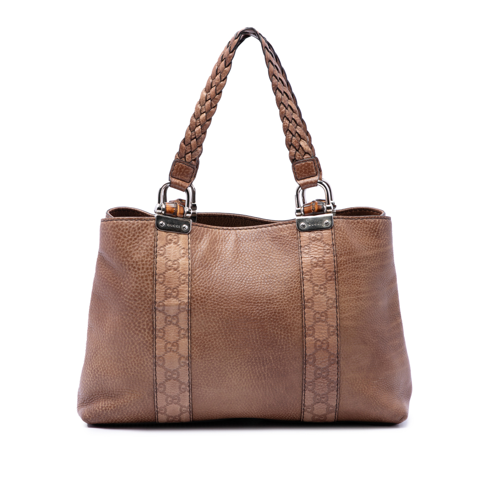 Pre-Loved Gucci Medium Guccissima Trimmed Calfskin Bamboo Libeccio Tote